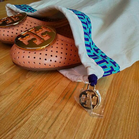 Tory Burch Shoes - Tory Burch Chelsea Ballet Leather Flats Pink Gold Logo 9.5 New in Bag $300 MSRP